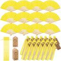 Roowest 50 Pack Paper Folding Fans Bamboo Wedding Favors, Lemon Yellow by Roowest
