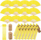 Roowest 50 Pack Paper Folding Fans Bamboo Wedding Favors, Lemon Yellow by Roowest