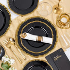 Hioasis 175 Pcs Black and Gold Plastic Plates Wedding & Party - Image 3