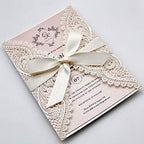 25-Pack White Lace Laser Cut Wedding Invitation with RSVP Cards, Blush Pink Shimmer Invitation Cards for Wedding/Sweet Sixteen/Bridal Shower/Birthday Party - Image 2