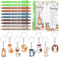 Highergo 100 Pcs Baby Shower Party Favors Bulk 50 Animal Keychains 50 Ballpoint Pens with Thank You Cards Gender Reveal Gift for Guest Baby Shower Souvenir Prize(Woodland) by Highergo