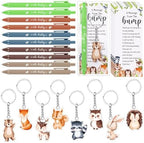 Highergo 100 Pcs Baby Shower Party Favors Bulk 50 Animal Keychains 50 Ballpoint Pens with Thank You Cards Gender Reveal Gift for Guest Baby Shower Souvenir Prize(Woodland) by Highergo