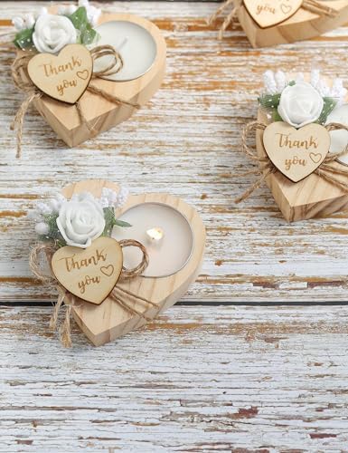 50 Pcs Wooden TeaLight Set with Heart Candle Holder for Wedding Favors for Guests, Christmas Party Favors, Birthday Party Favors, Return Favors, Bridal Shower Favors.(50 pieces) - Image 6