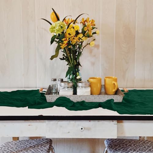 12 Pack Cheesecloth Table Runner 10Ft Christmas Gauze Boho Table Runners for Wedding Decor Bridal Shower Decorations Baby Shower Party(35" x 120")(Emerald Green) - Image 5