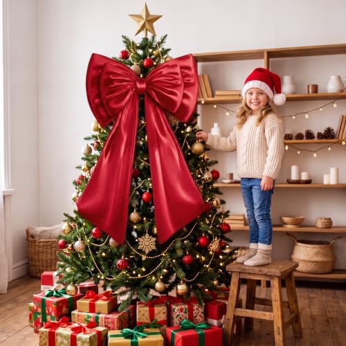 Sosation Christmas Red Large Bow Decor Big Bow for Backdrop 24x43 in - Image 6
