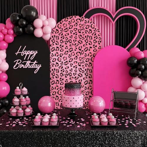 3 Pcs Happy Birthday Party Arch Cover Cheetah Print Birthday Backdrop Decor - Image 4