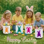 Honeydak 6 PCS Kids Basket, Colorful Sequined Bunny Canvas Bags - Image 5