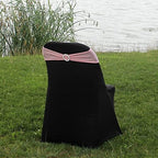 50pcs Pink Spandex Chair Sashes Stretchable for Wedding Party Banquet Decoration Fitted Elastic Bulk Chair Cover Band Bows for Baby Shower Engagement Event Home Dining Decor Wholesale - Image 4