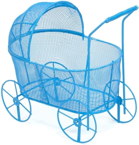 Red Co. Adorable Baby Shower Centerpiece, Decorative Stroller Carriage Basket, Blue, 8-inch by RedCo