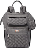 BabbleRoo Diaper Bag Backpack, Multifunction Large Bags with Changing Pad & Stroller Straps & Pacifier Case, Unisex Stylish Travel Back Pack Nappy Changing Bag for Moms Dads (Dark Gray) by BabbleRoo
