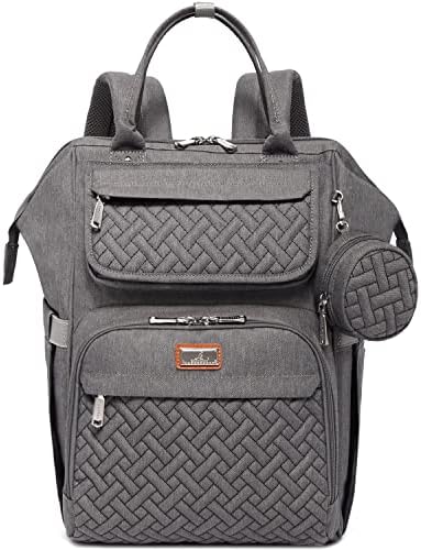 BabbleRoo Diaper Bag Backpack, Multifunction Large Bags with Changing Pad & Stroller Straps & Pacifier Case, Unisex Stylish Travel Back Pack Nappy Changing Bag for Moms Dads (Dark Gray) by BabbleRoo
