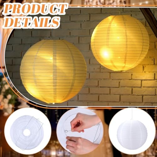 Glooglitter 5 Pcs 20 Inch White Paper Lanterns Large Round Party - Image 3