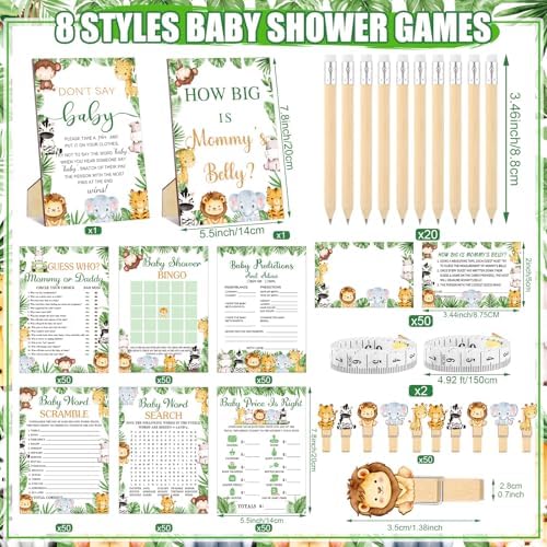 Funnymoom 426 Pcs Jungle Baby Shower Games Set, 8 Safari Animal Party - Image 3