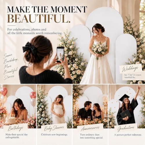 Set of 3 Stretchy Wedding Arch Backdrop Covers, 7.2FT, 6.6FT & 6FT - Image 7