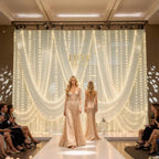 20x10FT Beige Wrinkle Free Backdrop Curtains with Lights String for Parties - Photo Curtain Backdrop with Lights for Wedding Decorations, Bridal Baby Shower Birthday Party Photography - Image 2