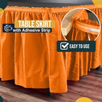 Exquisite Orange Table Skirt 12 Pack - Disposable Plastic Table Skirts for Rectangle Tables 6ft 8ft & Round Tables - 29in x 14ft Self-Adhesive Strip - Birthday Wedding Gender Reveal Decor - Image 3