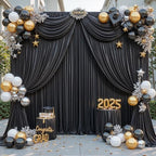 10 Panels Black Backdrop Curtain for Parties Wrinkle Free Black Photo Curtains Backdrop Drapes Fabric Decoration for Birthday Party Wedding 50ft(W) x 10ft(H) - Image 4