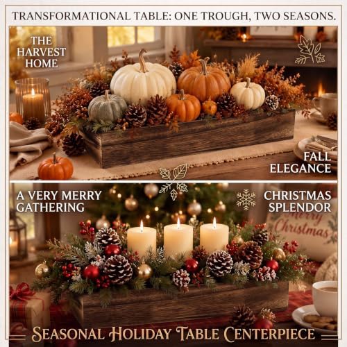 Dandat 18 Set Wood Rectangle Boxes 12x4 Inch Rustic Planter with Liner - Image 5