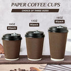 LITOPAK 80 Pack 12 oz Disposabel Paper Cups, Coffee Cups with Lid, Stirrers - Image 7