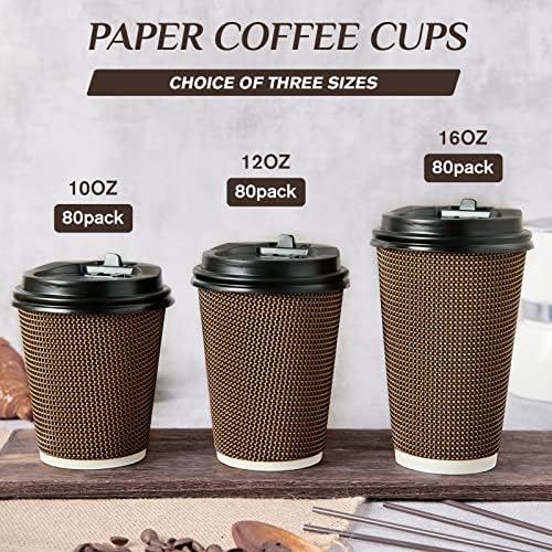 LITOPAK 80 Pack 16 oz Disposabel Paper Cups, Coffee Cups with Lid, Stirrers - Image 7
