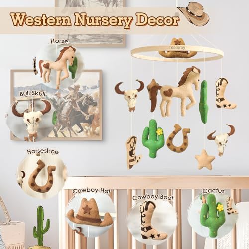 Baby Mobile for Crib Western Cowboy Crib Mobile for Boys and Girls - Image 3