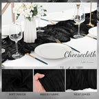 10FT 12 Pack Black Cheesecloth Table Runner 20 x 120 Inch Long Boho Fabric Rustic Cheese Cloth Table Runner for Wedding Bridal Shower Baby Shower Gauze Sheer Birthday Party Table Decorations - Image 3