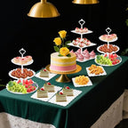 Lazycorner 10 Pcs Dessert Table Display Stands Set , with 6 Pcs 3-Tier Cupcake Stand & 4 Pcs Food Serving Tray - Cookie Tray Rack Serving Tray Cake Display Tower - White - Image 6