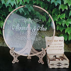 Wedding Guest Book Alternative with Box and Small Hearts,Personalized Round Drop Guest Sign for Rustic Wedding Decorations,Anniversary and Birthday(style2, Circular) - Image 4