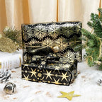 WRAPAHOLIC 30 Inch Christmas Wrapping Paper Roll - Jumbo Roll Black Gold Christmas Sleigh Holiday Design with Metallic Foil Shine - 4 Rolls - 30 Inch x 120 Inch Per Roll - Image 6