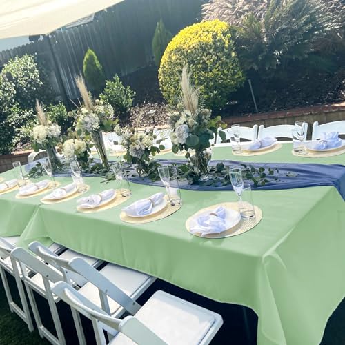 6 Pack Tablecloth 60 x 126 inch Polyester Table Cloth for 8 Foot Rectangle Tables,Stain and Wrinkle Resistant Washable Fabric Table Covers Polyester Sage Green Tableclothes for Wedding,Party,Banquet - Image 7