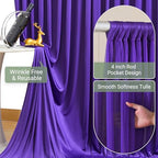 Purple Tulle Backdrop Curtain for Parties Wedding,10ft x 10ft Wrinkle Free Curtain Backdrop,2 Layer Drapes for Backdrop,Polyester Wedding Back Drop for Bridal Shower Birthday Baby Shower Photography - Image 5