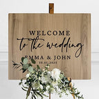 Andaz Press Large Wooden Welcome Sign for Wedding, Rustic Welcome Sign 16" x 20" Custom Names & Date Modern Woodland Wedding Signage English Oak MDF Wood Finish Wedding Reception Indoor Outdoor Signs - Image 3