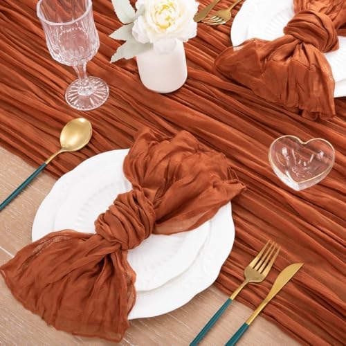 Fall Table Runner Terracotta Thanksgiving Cheesecloth Table Runner, 8 Pack - Image 5