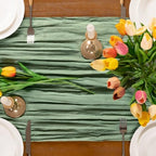 Sage Green Cheesecloth Table Runner Boho Wrinkled Gauze Table Runners - Image 6