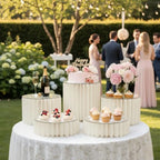 ZOOYOO Buffet Risers for Food Display, 5 Pack Cylinder Stands for Party - Foldable Dessert Table Display Set with Premium Acrylic Tops - Pedestal Cake Stands for Wedding, Candy Table, Quinceanera, Art Exhibitions, Catering - Image 4