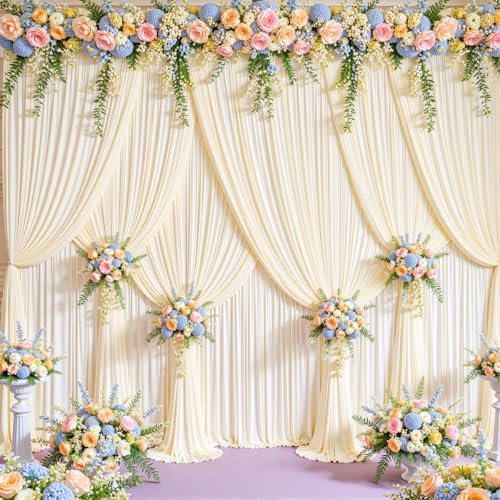 10ft x 15ft Champagne Wrinkle Free Backdrop Curtains for Wedding Party Backdrops Curtain Drapes Fabric Decorations Photo Back Drop Cloth for Baby Shower Photography Stage Reception - Image 3