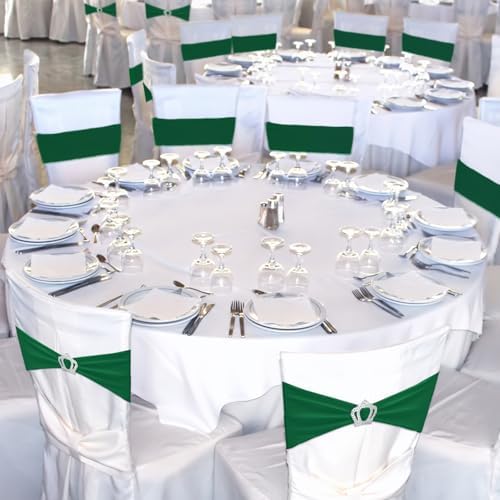 VitalCozy 50 Pcs Stretch Chair Sashes with Crown, Dark Green - Image 6