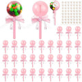 30 Pcs Rattle Party Favors Shower Bottles with Bow Crystal Bear Pacifier Ornament Pink Fillable Rattle Plastic Candy Bottle and 56 Thank You Label Stickers for Birthday Gift Decoration by Yinkin