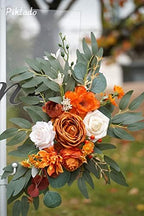 Faux Flower Swag Set of 2 for Wedding Welcome Signs Floral Swag Reception Ceremony Decor Orange - Image 5