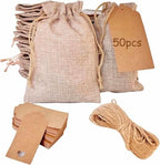 GIOIPC 50PCS 7 x 10 Inch Burlap Gift Bags With Drawstring and Bonus Gift Tags for Wedding Birthday Present Bag,Kitchen Storage Bag by GIOIPC