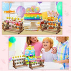 Tuanse 2 Pack Wooden Cake Pop Stand 3 Tier Cake Pop & Lollipop Display Holder with 100 Treat Bags Lollipop Sticks and Gold Twist Ties for Dessert Table Wedding Baby Shower Birthday Party(Acacia Wood) - Image 5