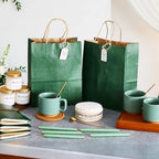 Baby Shower Prizes for Game Winners Baby Shower Games Prizes Ceramic Mugs with Metal Spoons Woven Coasters Notebooks Scented Candles Gift Bags Wedding Bridal Shower Favors for Guests (8, Green) - Image 2