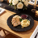 Tinybee 60PCS Black Plastic Plates - Heavy Duty Black Disposable Plates - Image 3