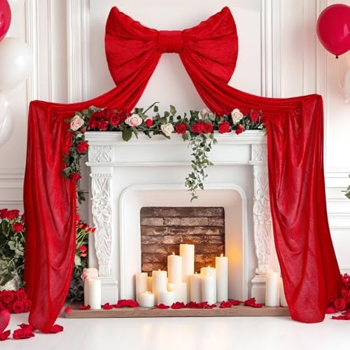 Giant Velvet Bow 32x83 Inch with Drapes Wedding Birthday,Red by Solsew