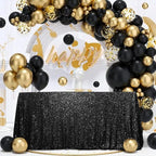 SquarePie Sequin Tablecloth 90x156 Inch Black for Halloween Wedding Party by SquarePie