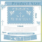 5 Pack 60 ft Blue Mi Bautizo Decoration Papel Picado Cielito Lindo Party - Image 2