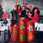 HunnmingRe Set of 5 Spandex Cylinder Stand Covers for Party Christmas Red Cylinder Covers Xmas Party Decorations Dessert Table Display for Christmas Birthday Baby Shower Backdrop - Image 7