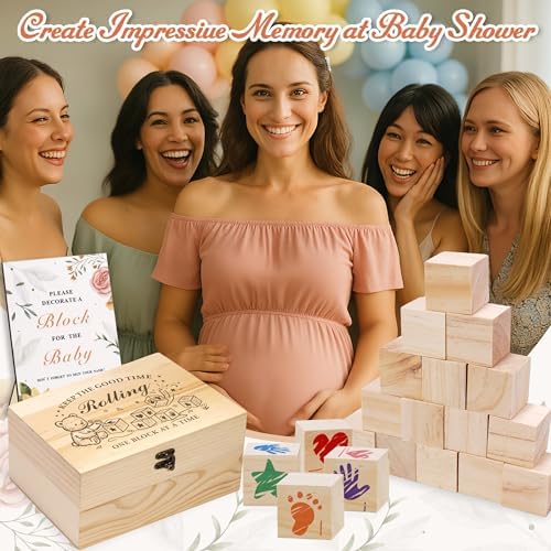 78 PCS Shower Games Sign Kit, Wooden Box and Sign, Blank Wooden Blocks for DIY Drawing, Markers, Shower Game for Gender Reveal Activity, Shower Ideas Decorations, Bear A - Image 5