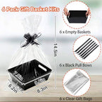 MADHOLLY 6 Set Halloween Black Gift Baskets Empty Kit to Fill, Sturdy Kraft - Image 2