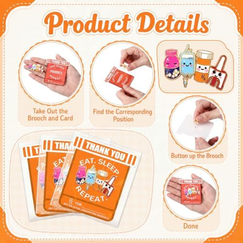 Highergo 48 Sets Funny Nurse Gifts Bulk Pharmacist Enamel Pins with Cards - Image 3